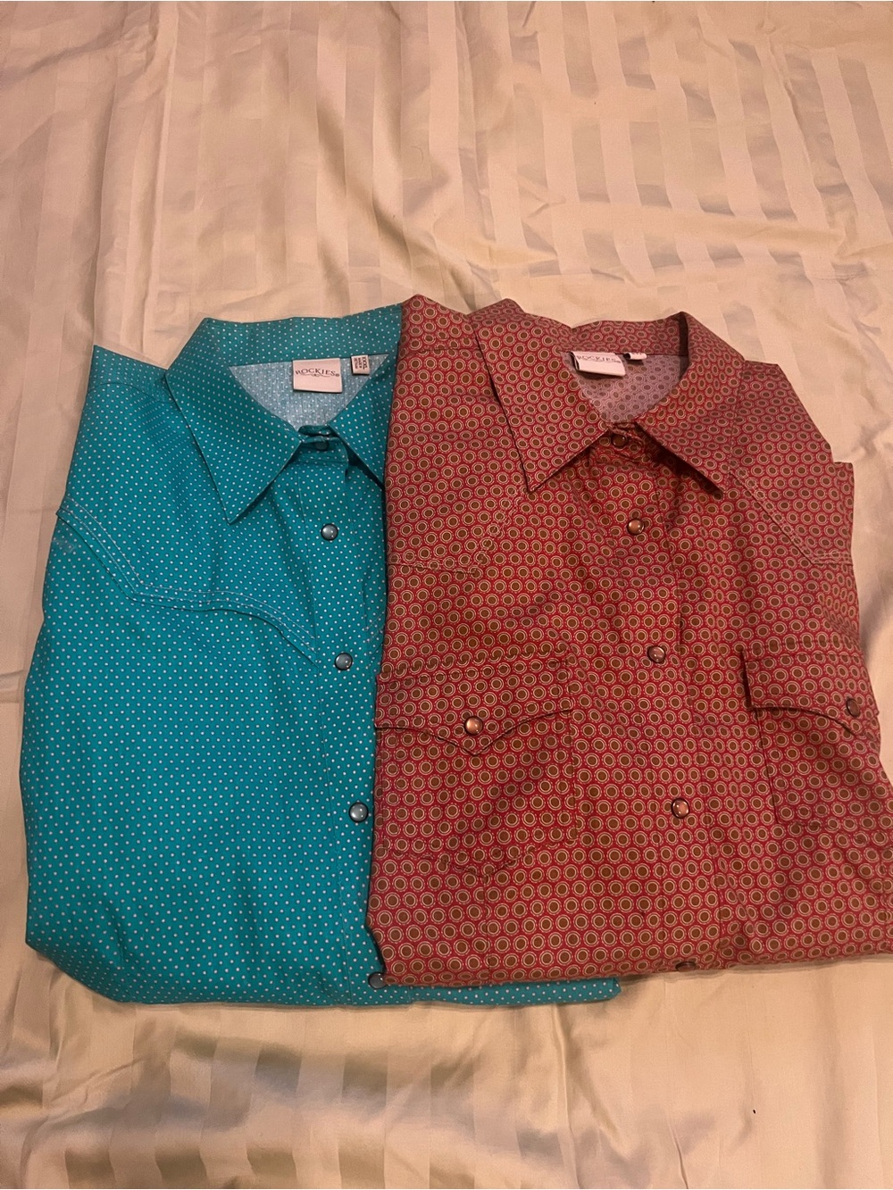 Rockie’s Women’s Teal & Rust Patterned Button-Up Western Shirts - Set of Two